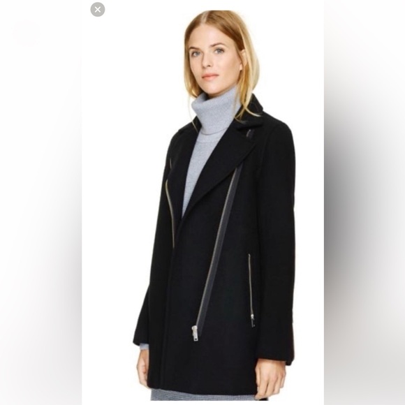 Aritzia Wilfred Free Wool Cashmere Blend Black Zipper Jacket Coat XS - Picture 1 of 8